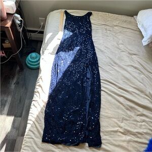 Elegant Navy Sequin Gown